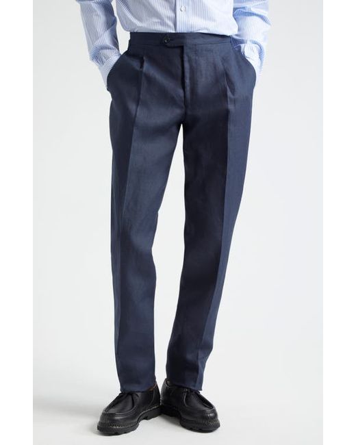 Thom Sweeney Tailored Pleated Linen Pants