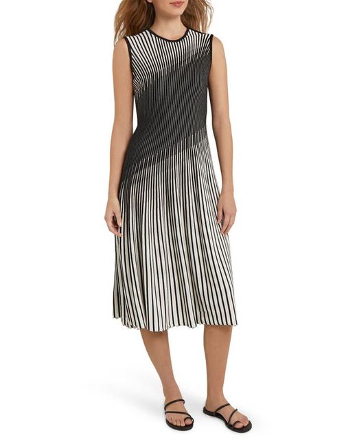 Misook Intarsia Stripe A-Line Sweater Dress