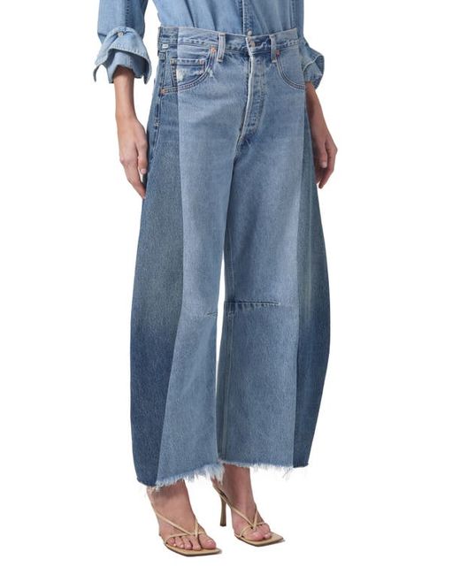 Citizens of Humanity Pieced Horseshoe Raw Hem Ankle Wide Leg Jeans