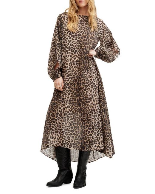 AllSaints Jane Long Sleeve Leopard Print Dress