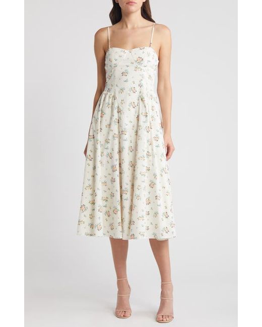 Charles Henry Floral Print Bustier Sleeveless Maxi Dress