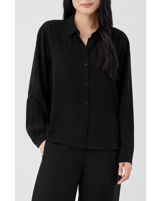 Eileen Fisher Easy Classic Collar Silk Button-Up Shirt