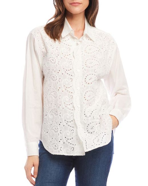 Karen Kane Embroidered Eyelet Button-Up Shirt