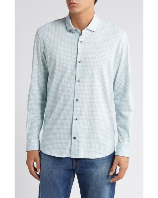 Stone Rose Microcheck Performance Knit Button-Up Shirt