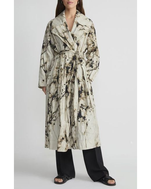 Lafayette 148 New York Floral Print Belted Trench Coat