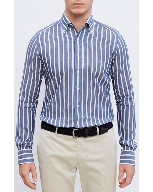 Emanuel Berg Stripe Cotton Lyocell Button-Down Shirt