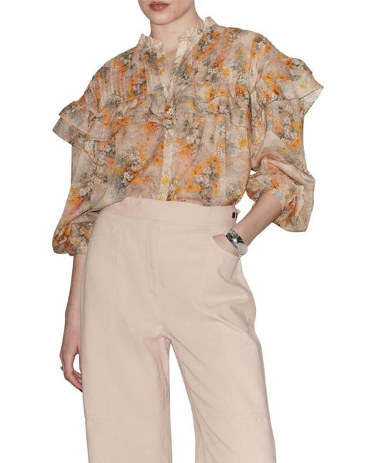 Other Stories Floral Print Ruffle Shirt