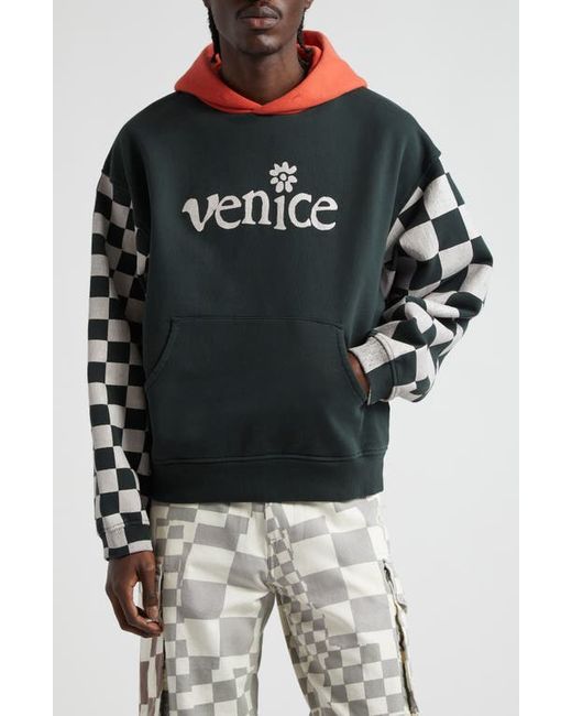 Erl Colorblock Checker Sleeve Graphic Hoodie