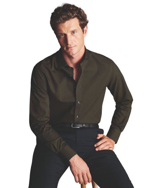 Charles Tyrwhitt Non-Iron Poplin Cutaway Slim Fit Shirt Single Cuff