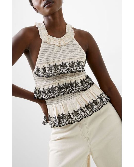 French Connection Felicity Embroidered Ruffle Tank Top