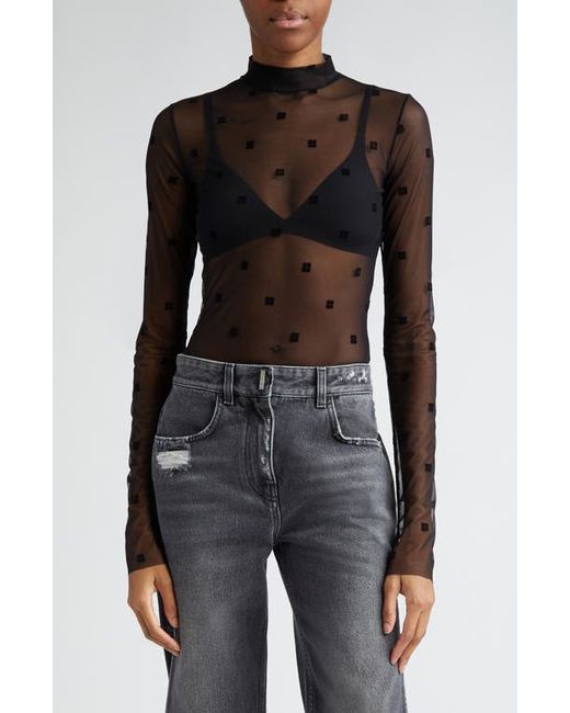 Givenchy 4G Embroidered Tulle Bodysuit
