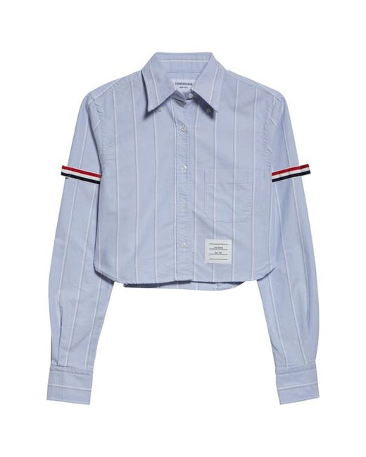 Thom Browne Armband Stripe Cotton Poplin Crop Button-Down Shirt