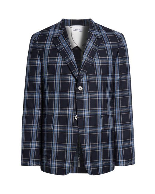 Thom Browne Unstructured Straight Fit Plaid Cotton Sport Coat