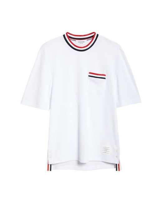 Thom Browne Stripe Trim Cotton T-Shirt