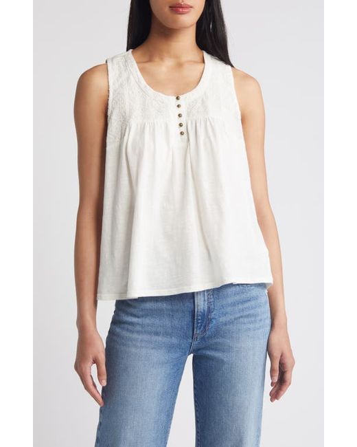 Lucky Brand Embroidered Yoke Tank Top