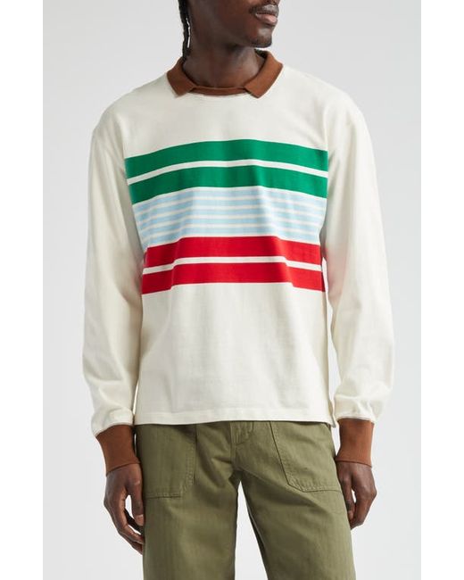 Drake's Long Sleeve Stripe Cotton Rugby T-Shirt