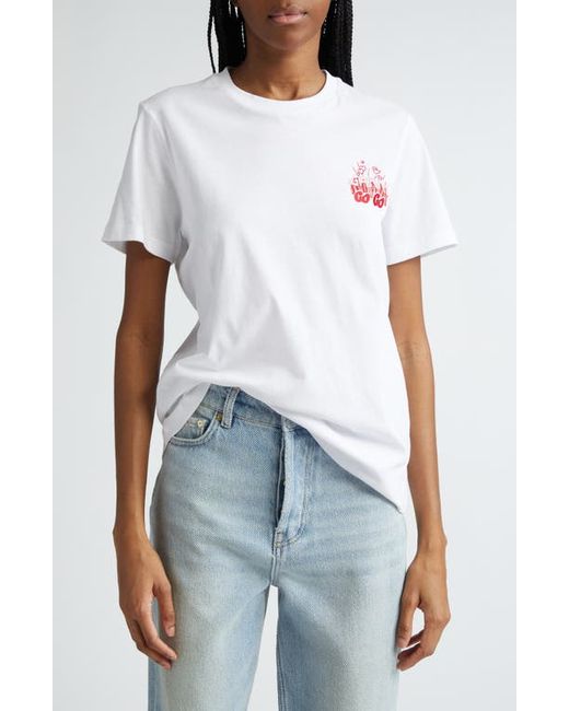 Ganni Go Embroidered Cotton Graphic T-Shirt