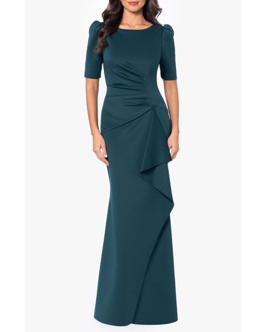 Xscape Evenings Ruffle Puff Sleeve Gown