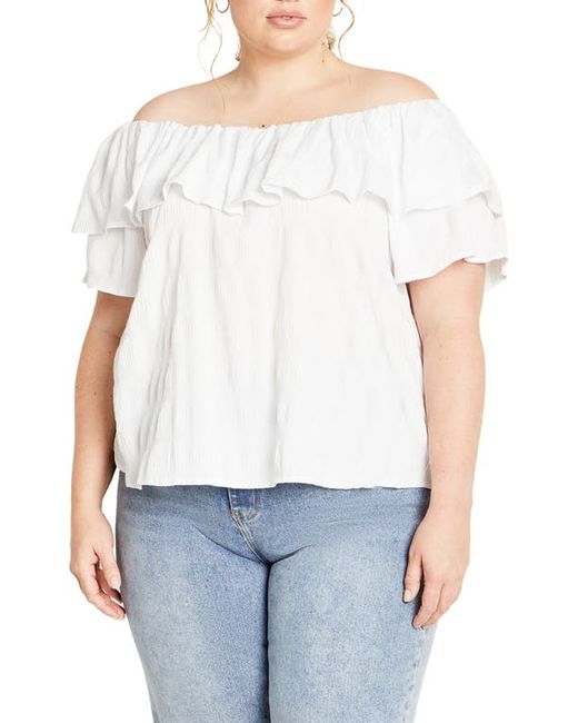 City Chic Christy Off the Shoulder Ruffle Top