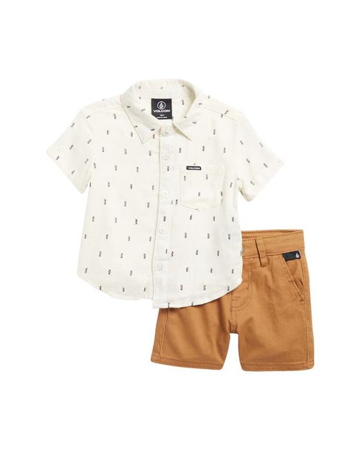 Volcom Stripe Short Sleeve Button-Up Shirt Shorts Set