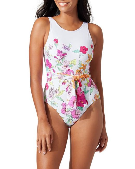 Tommy Bahama Belted Floral One-Piece Swimsuit