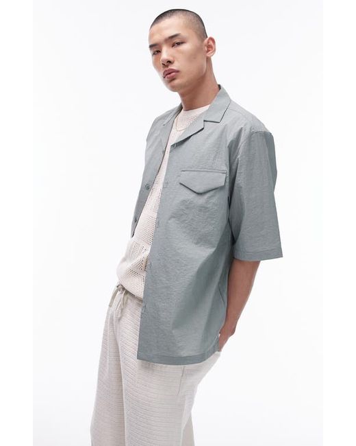 Topman Relaxed Fit Textured Camp Shirt