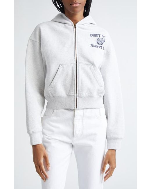 Sporty & Rich Crest Cotton Graphic Zip-Up Hoodie