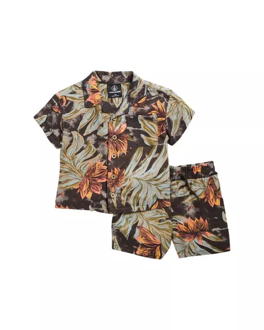 Volcom Beach Palm Camp Shirt Shorts Set