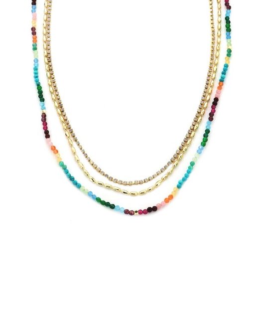 Panacea Layered Bead Crystal Necklace Gold/Multi