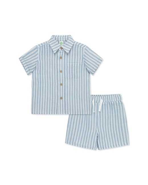 Little Me Stripe Short Sleeve Button-Up Shirt Shorts Set