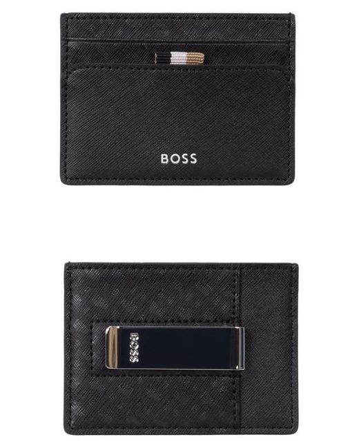 Boss Zair Leather Money Clip Card Case