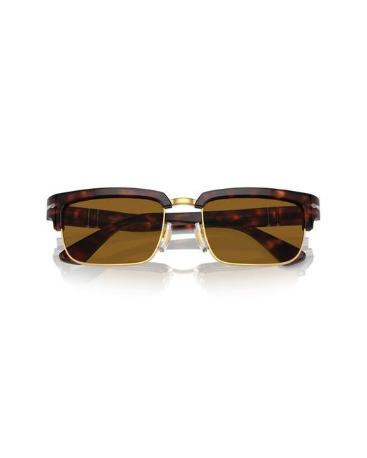Persol 54mm Rectangular Sunglasses Dark Havana