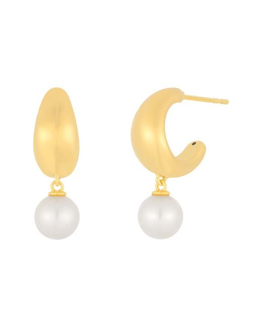 EF Collection Cultured Freshwater Pearl Dome Hoop Earrings