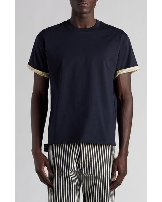 Bottega Veneta Contrast Lined Sleeve Cotton Jersey T-Shirt