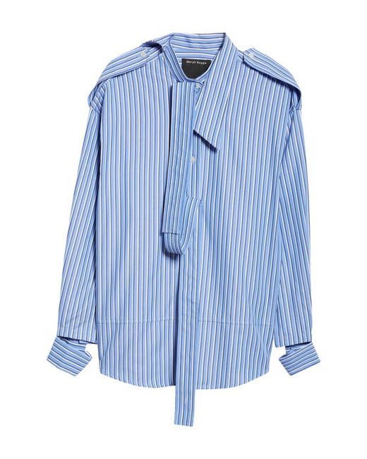 Meryll Rogge Deconstructed Stripe Asymmetric Cotton Button-Up Shirt