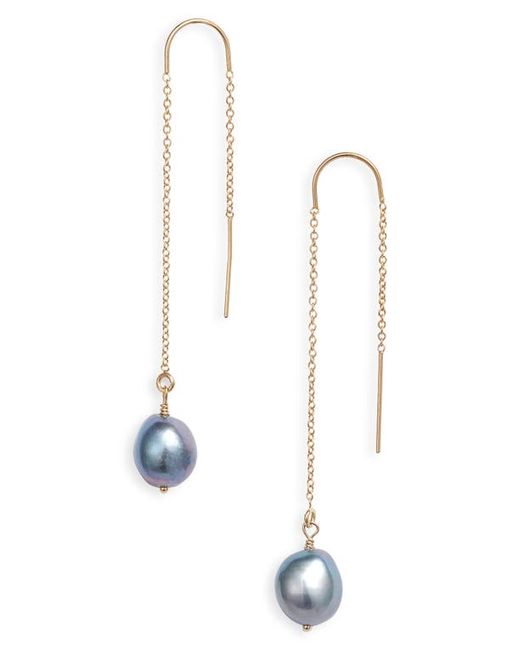 Set & Stones Sabina Keshi Pearl Threader Earrings Gold Peacock