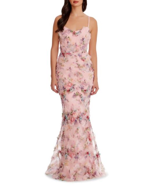 Dress the population Giovanna Floral Ruffle Mermaid Gown