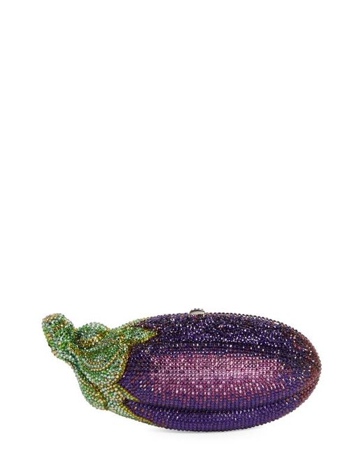 Judith Leiber Crystal Embellished Eggplant Clutch