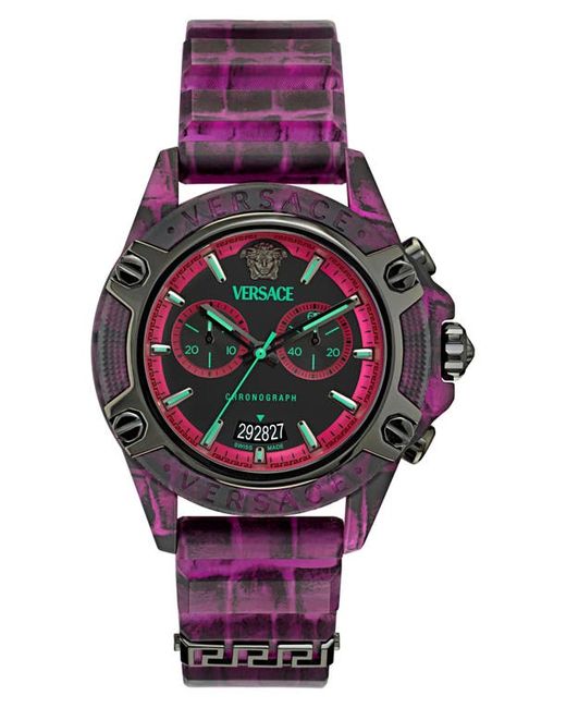 Versace Icon Active Chronograph Silicone Strap Watch 44mm