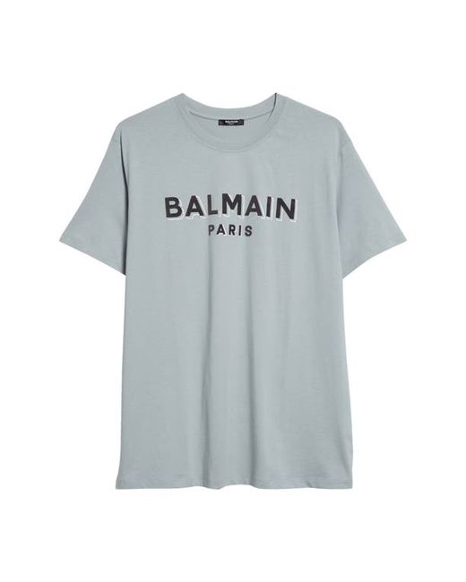 Balmain Flocked Foiled Logo Organic Cotton Graphic T-Shirt