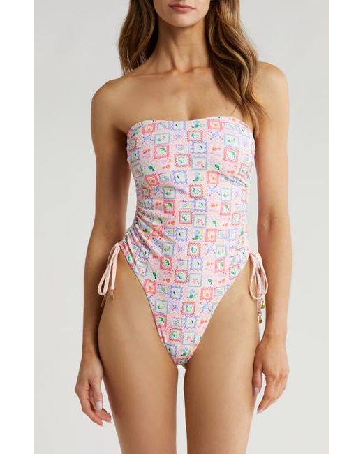 Kulani Kinis Strapless Cinched Tie One-Piece Swimsuit