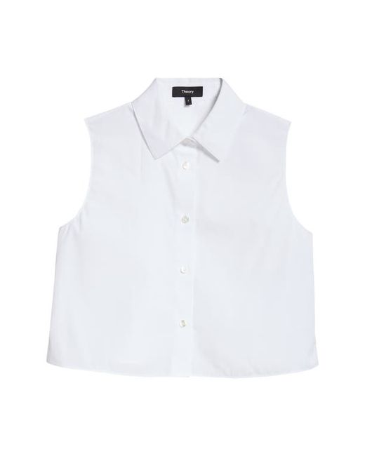 Theory Sleeveless Crop Cotton Button-Up Shirt