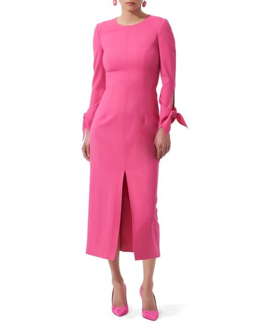Carolina Herrera Long Sleeve Stretch Wool Midi Sheath Dress