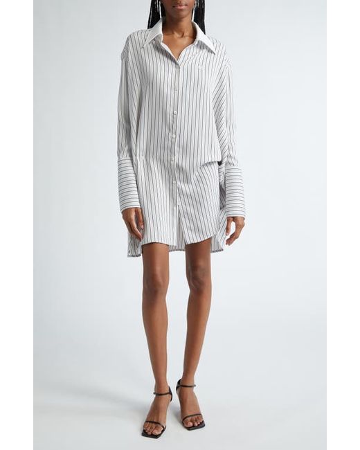 Courrèges Twist Stripe Long Sleeve Mini Shirtdress