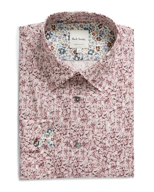 Paul Smith Tailored Fit Floral Organic Cotton Dress Shirt