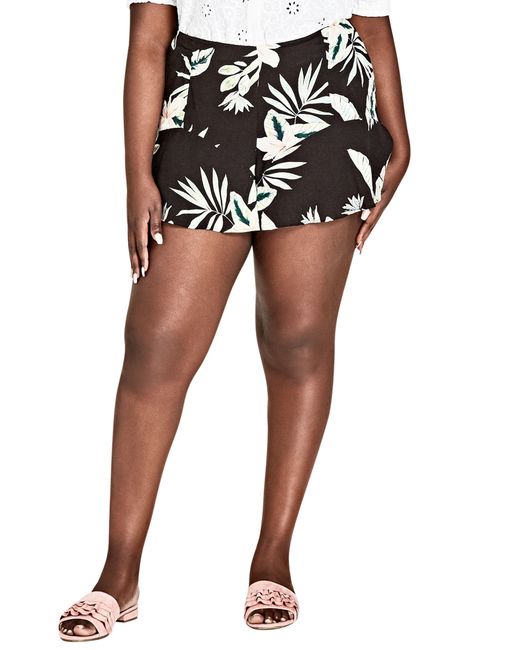 City Chic Plus Size Oahu Orchid Shorts Large