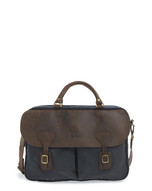 Barbour Waxed Canvas Briefcase Blue