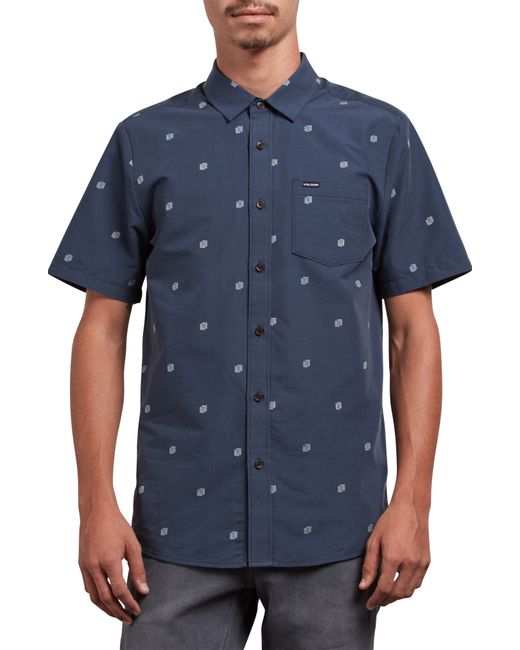 Volcom Frequency Dot Short Sleeve Woven Shirt Size Small