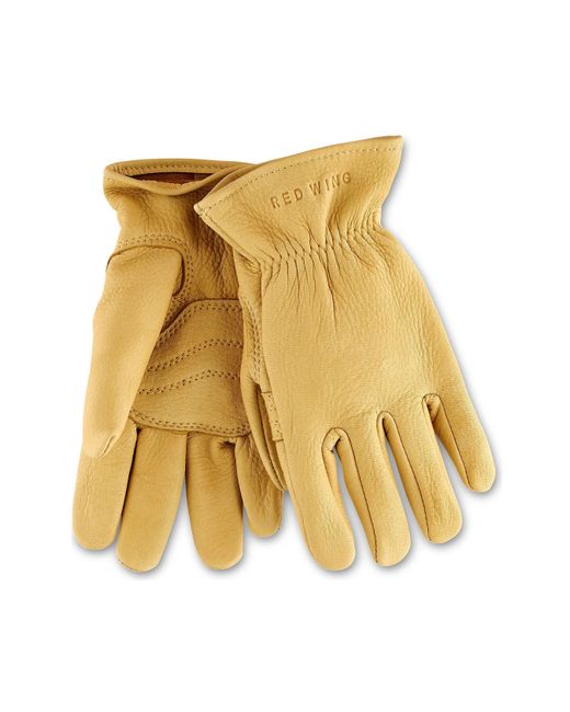 Red Wing Buckskin Leather Gloves Size Medium Yellow