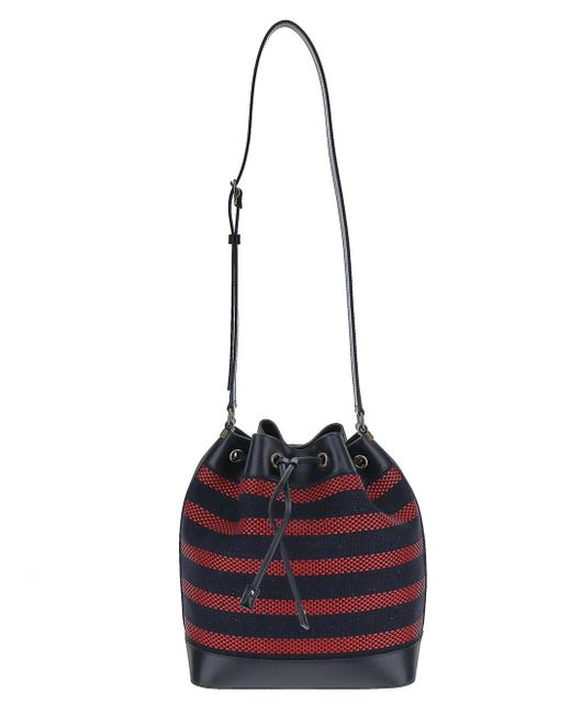 Saint Laurent Striped Bucket Bag